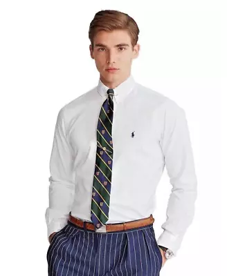 Polo Ralph Lauren Men's Custom White Slim Fit Stretch Oxford Shirt NEW LARGE • $39.95