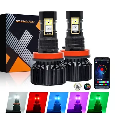 H8 H9 H11 LED Car Headlight Bulb RGB Fog Light Front Light Bulb APP Control 120W • $33.20