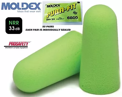 Moldex Pura Fit 6800 NRR33 UNCORDED Individually Sealed Earplugs 50 PAIR • $11.25