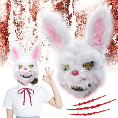 Bunny Bloody Plush Mask Halloween Horror Scary Creepy Killer Rabbit Costume UK ~ • £6.90