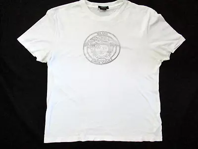 Versace Medusa Logo Print Cotton Taylor Fit Short Sleeve T-Shirt 2XL White • $24.99