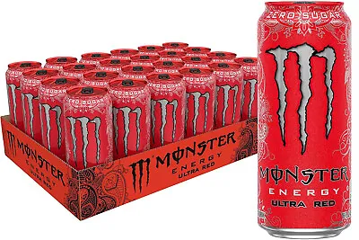 Monster Energy Ultra Red Sugar Free Energy Drink 16 Ounce (Pack Of 24) • $61.99