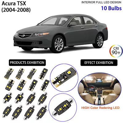 LED Interior Light Kit + License Plate Light Bulbs White For Acura TSX 2004-2008 • $18.90