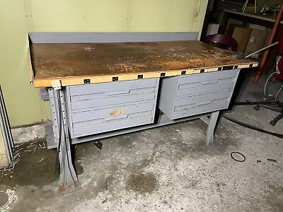 Penco Work Bench Shop Wood Top Table Heavy Duty Industrial 4 Drawer For Garage • $500