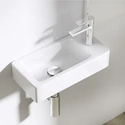 £38.35 • Buy Cloakroom Wash Basin Sink Ceramic Wall Hung Mini Compact RH Tap Hole 370x180mm