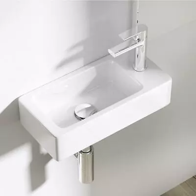 £38.35 • Buy Modern Cloakroom Wash Basin Sink Ceramic Wall Hung Compact RH Tap Hole 370x180mm