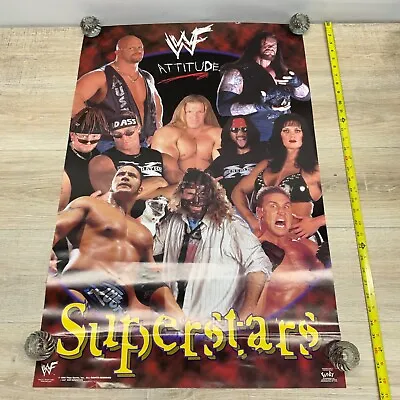 Vintage 1999 WWF Attitude Superstars Wrestling Funky Poster 23x35  P15 • $45
