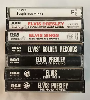 Lot Of 7 Elvis Presley Cassette Tapes: Suspicious Minds Always On My Mind + • $12