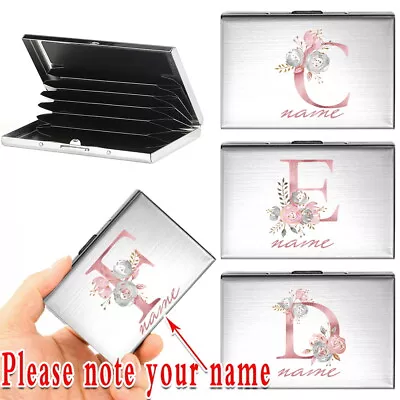 Personalised Custom Name Text Metal Wallet Case Box Aluminum Credit Card Holders • £6.49