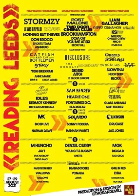 £13.99 • Buy Leeds Reading Festival Line Up Vintage Music Poster 2021 - No0002