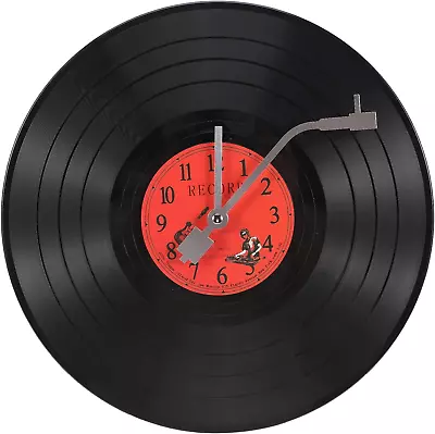 Musical Black Vinyl Record Wall Clock Battery Operated Music Room Decor Decorati • $54.99