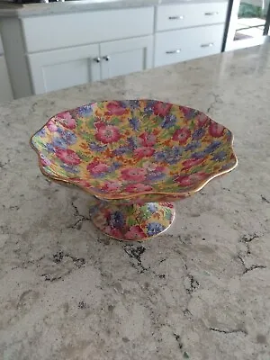 Vintage ROYAL WINTON CHINTZ Royalty STEMMED CANDY DISH • $49.99