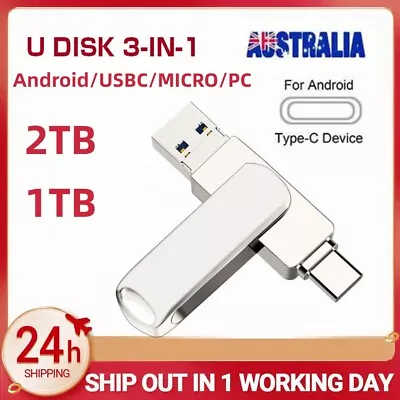 3 In 1 Usb 3.0 + Type C Flash Drive Memory Stick U Disk Pendrive 2tb 512gb Au • $34.99