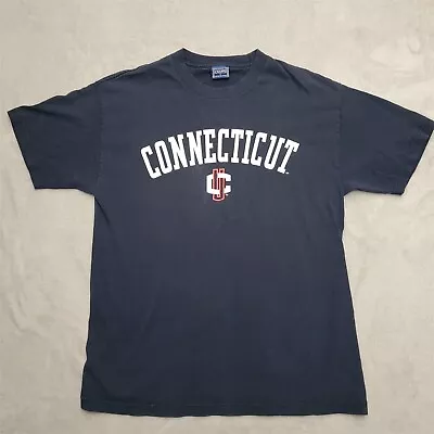 Vintage UConn Huskies Shirt Mens Medium Blue Short Sleeve Crewneck Casual TEE  • $16.96