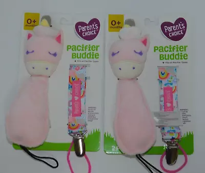 Pacifier Buddies Clip Pink TWO Unicorns 0+ Months • $9.45