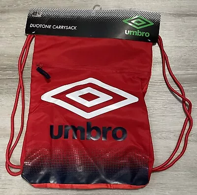 Umbro Duotone Carrysack (BACKPACK) 17”H X 13”W Red Kids Gym Bag Workout Play • £19.30