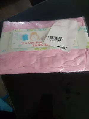 Pair Of Fitted Cot Bed Sheets 100% Cotton. Colour Pink • £4.99