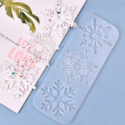 Resin Silicone Pendant Mold Christmas Snowflake Ornament Handmade Jewel-'h • $7.39