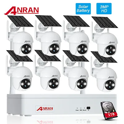 ANRAN Solar Wireless Security Camera System WIFI Battery Outdoor Camera 1TB HDD • $459.99