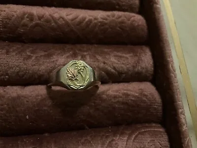 Men's 10K Black Hills Gold Grape Leaf On Sterling Silver Signet Ring • $199.99
