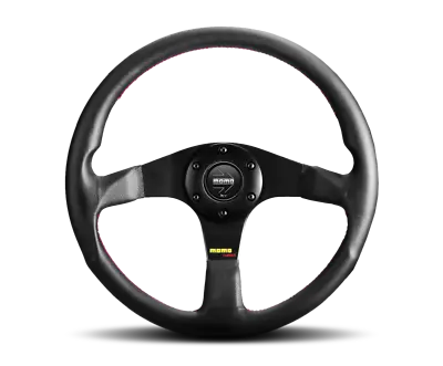 Momo Tuner 320mm Leather Steering Wheel Black Spoke W/ Red Stitching Racing • $229