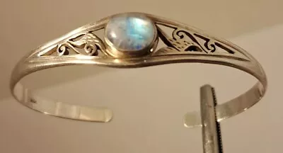 Vintage Handmade Sterling Silver MOONSTONE Cuff Bracelet 7 1/4  NICE • $45