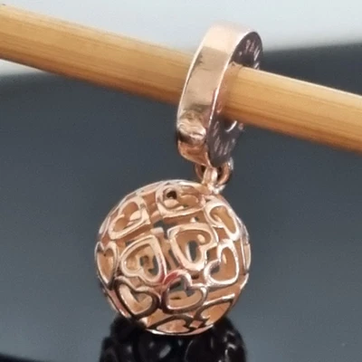 $64 • Buy Pandora Rose Gold Openwork Heart Ball Dangle Charm 787255 Free Post