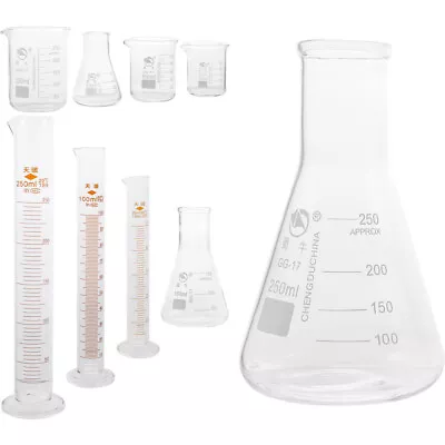  9 Pcs Utensil Set Glass Measuring Cylinder Lab Beaker Glassware • £42.95