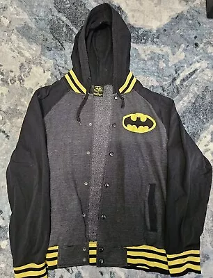 Official DC Comics Batman Varsity Stripe Snap Button Up Jacket Letterman XL • $14.99