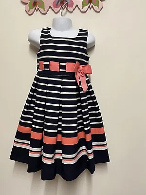 £12 • Buy New Age 4 Designer Girls Navy  Coral Summer  Party Dress New With Tags RRP £35