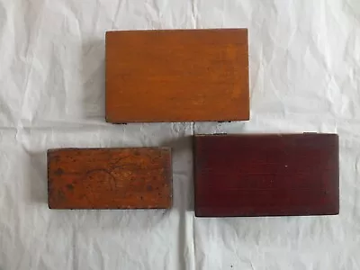 Antique Small Wooden Lined Mathematical Instrument Boxes - Lot Of 3 • £0.95