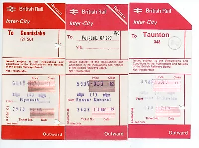 BRITISH RAIL - INTERCITY - 3 X CARD TICKETS .WEST COUNTRY AREA. ISSUED. • £1.60