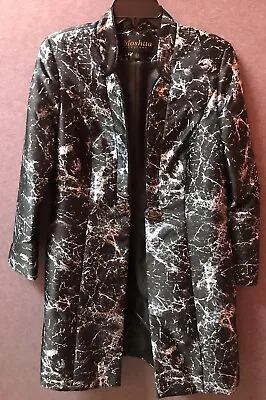 Moshita Couture Formal Gray White  Long Jacket Rhinestone Front Size 10 • $79