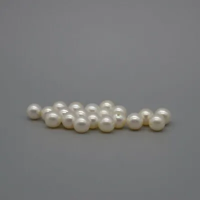 Grade AAAAA Natural Freshwater Half Drilled Round Pearl Beads - White - 2 Count • £7.99