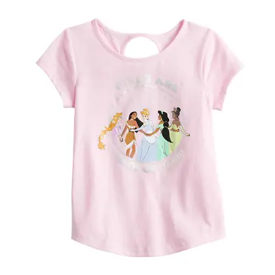 Toddler Girl Size 2T Disney Princesses  Girls Are Made Of Magic  Cutout Back Tee • $8.28