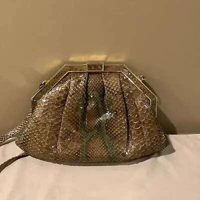 Vintage Colombetti Milano Python Snakeskin Handbag Shoulder Clutch AS IS • $10