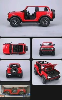 Maisto 1:18 Scale Diecast Model 2021 Ford Bronco Badlands Jeep - 4 X 4 Car Red  • £19.95