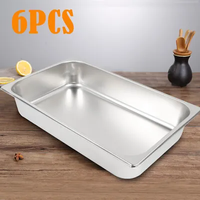 6 PACK Full Size 4  Deep Steam Table Pans Catering Food Warmer Buffet Pan Warmer • $37