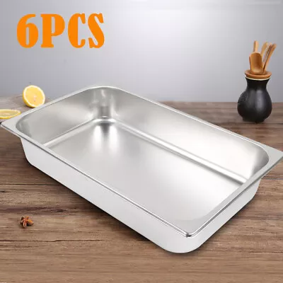 6 Pack Full Size 4  Deep Steam Table Pans Kitchen Restaurant Buffet Food Pan Kit • $35.15