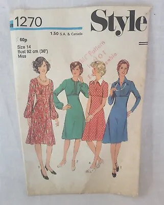 Vintage 1975 Sewing Pattern Style 1270 Size 14 • £2.99