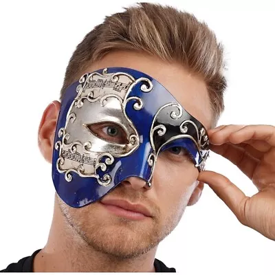 Venetian Blue Half Mask Masquerade Horror Fancy Dress Costume Halloween Mask • £10