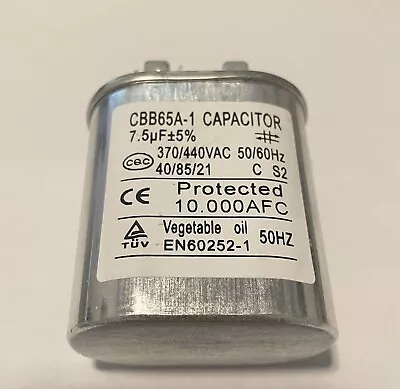 AC Fan Motor Run Capacitor 7.5uf + 5% 370/440 VAC  50/60 Hz  CBB65A-1 • $8.68