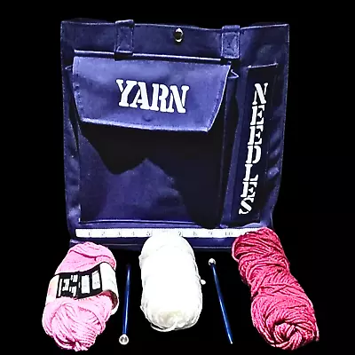 Vintage Knitting/Crafting Tote Bag ~ Yarn & Needles Pockets 13  X 13  + Bonus • $25.95