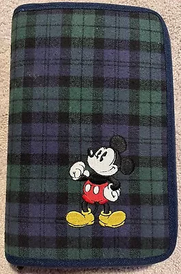 Disney Store Blue Green Plaid Mickey Mouse 6 Ring Personal Binder Planner Agenda • $9.99