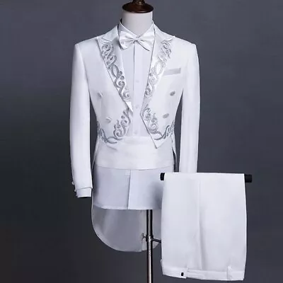 2023 New Groom Suit Trousers Men's Single Button Sequin Embroidery Tailcoat • $94.61