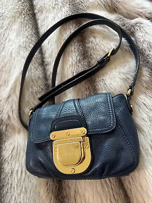 Michael Kors “charlton” Small Navy Leather Bag Crossbody Strap Brass Closure • $32.99