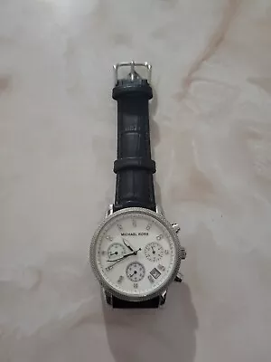 Ladies Michael Kors Chronograph MK-5049  Date Watch New Battery Polished  • $34