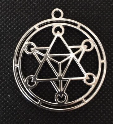 £1.99 • Buy  Merkaba Meditation Pendants Round Silver Tone