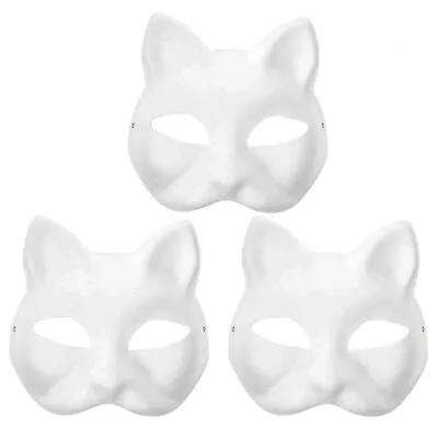 3PCS Cat Mask Therian Masks White Cat Masks Blank DIY Halloween Mask Cosplay • $11.99