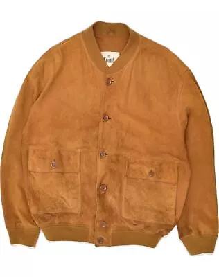 SCOUT Mens Suede Bomber Jacket IT 52 XL Brown Suede AK54 • $40.94